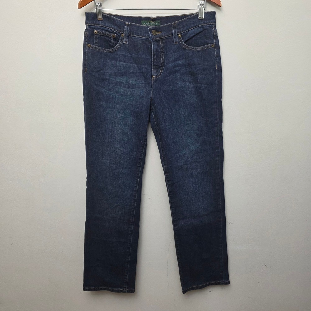 Lauren Ralph Lauren Jeans Women 10 Dark Blue Straight Leg Mid Rise Denim Classic